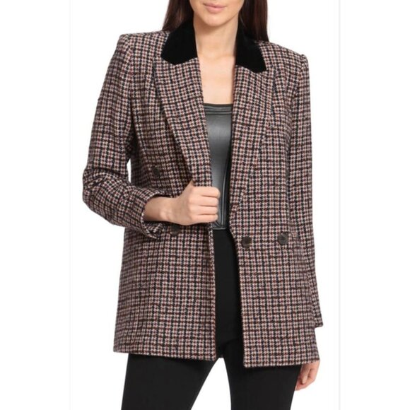 Avec Les Filles Black and Brown Plaid Blazer - Picture 1 of 7